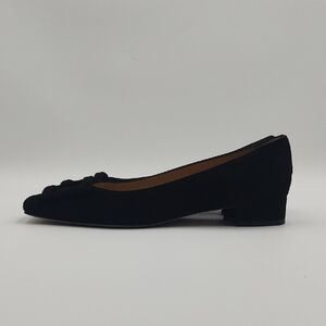 Ann Mashburn Classic Flats Low Heel Buckle Suede Black Quiet Luxury 37.5 / 7